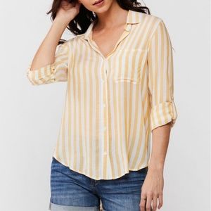 Velvet Heart Elisa Mustard Striped Button Down Top, Large